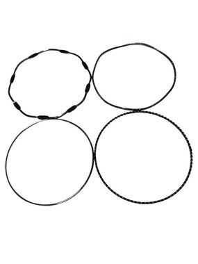 Retro Black Metal Bangles Textured and Smooth Patterns Set Of 4 Fashion Jewelry